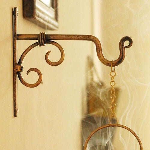 Wall Mounted Golden Iron Lantern Diya Hanger | 22x2x19cm - Decorlay