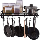 Wall Mounted Kitchen Multipurpose Pots and pan Rack with 10 Hooks - Decorlay