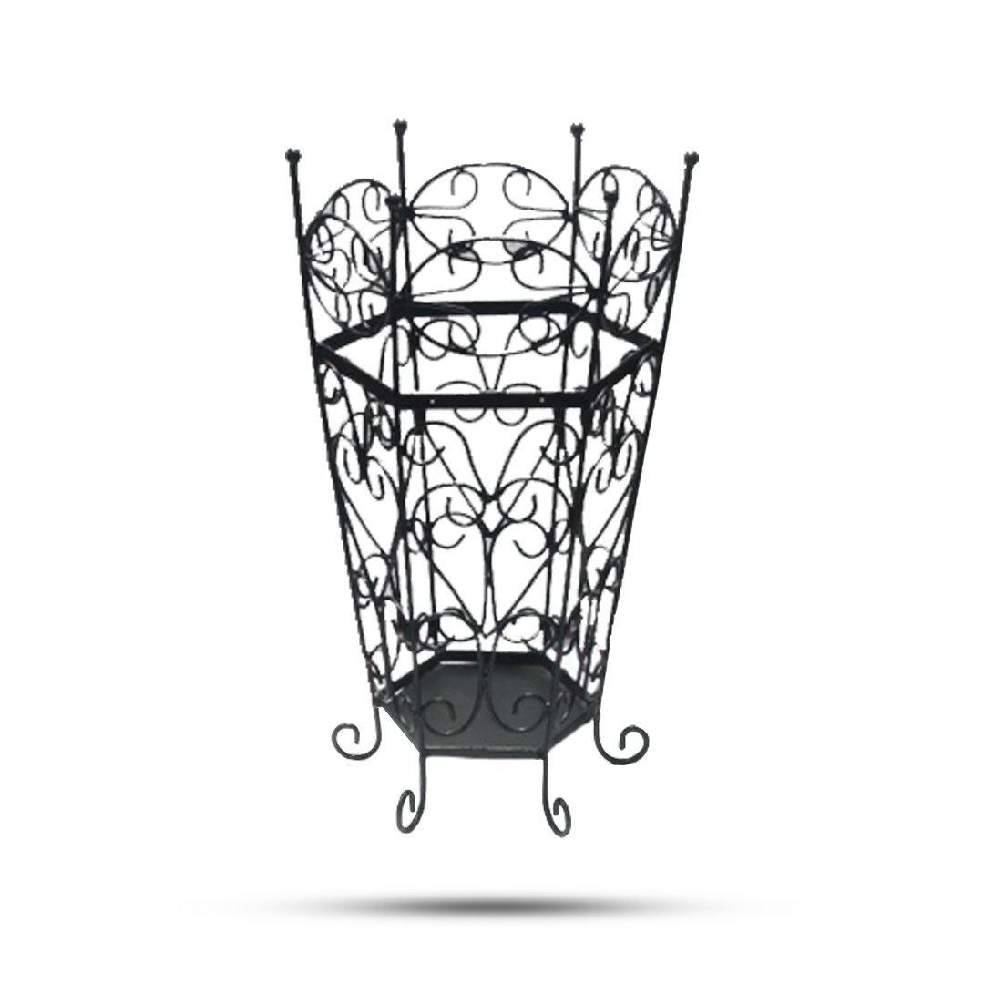 Wood & Wrought Iron Umbrella Stand Cum Planter for Home Decor - Decorlay