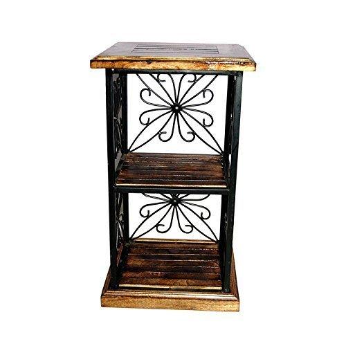 Wooden and Iron Book Shelf Living Room Side Table lamp Holder - Decorlay