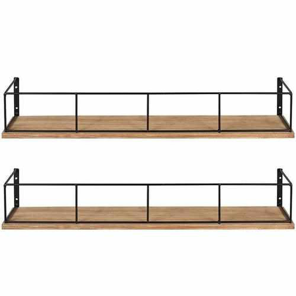 Wooden and Metal Floating Wall Shelves 18x4x4 Inches - Decorlay