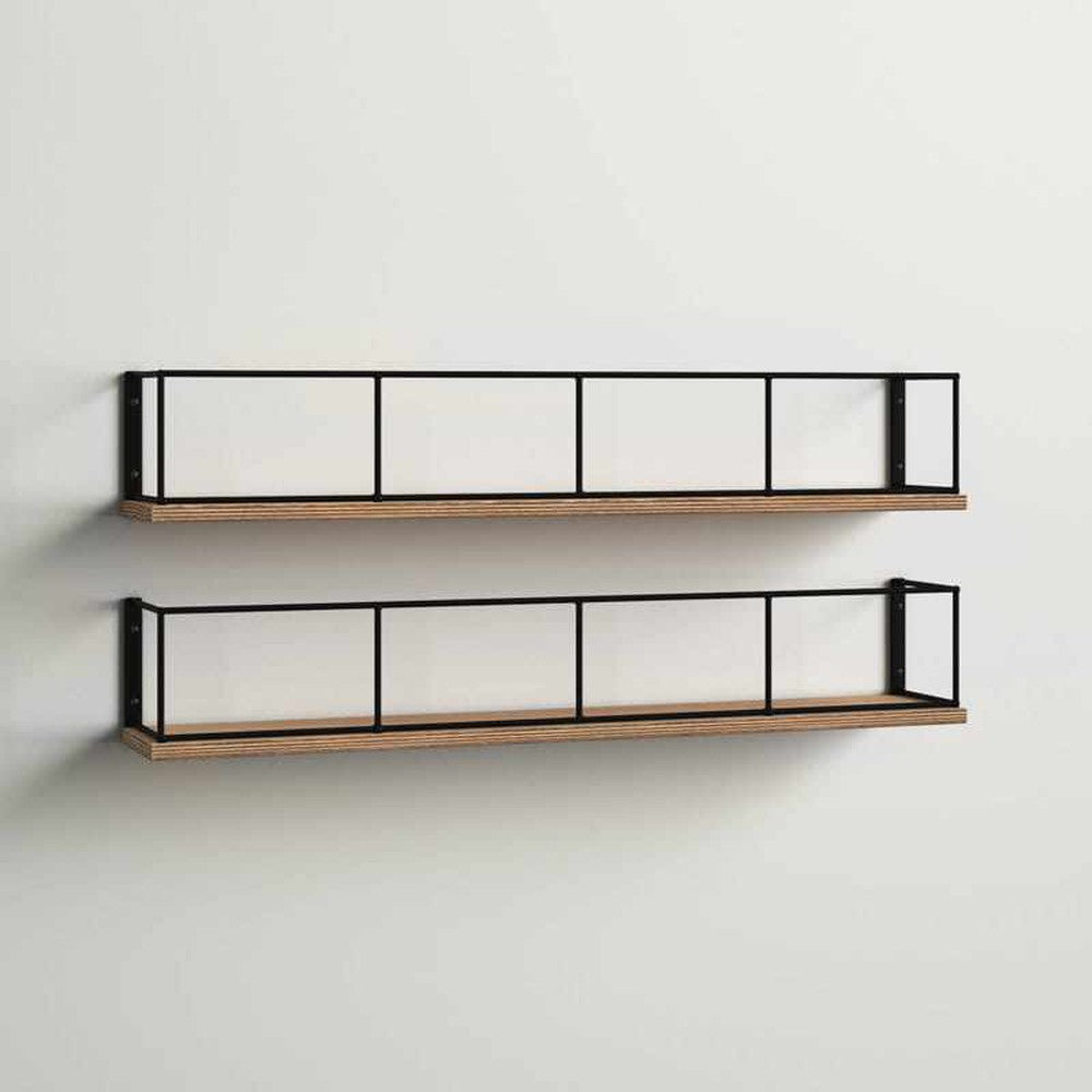 Wooden and Metal Floating Wall Shelves 18x4x4 Inches - Decorlay