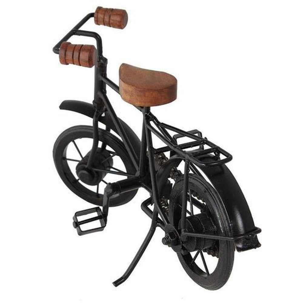 Wooden and Wrought Iron, Small Miniature Cycle-Bicycle (9x7x3 inch, Black) - Decorlay