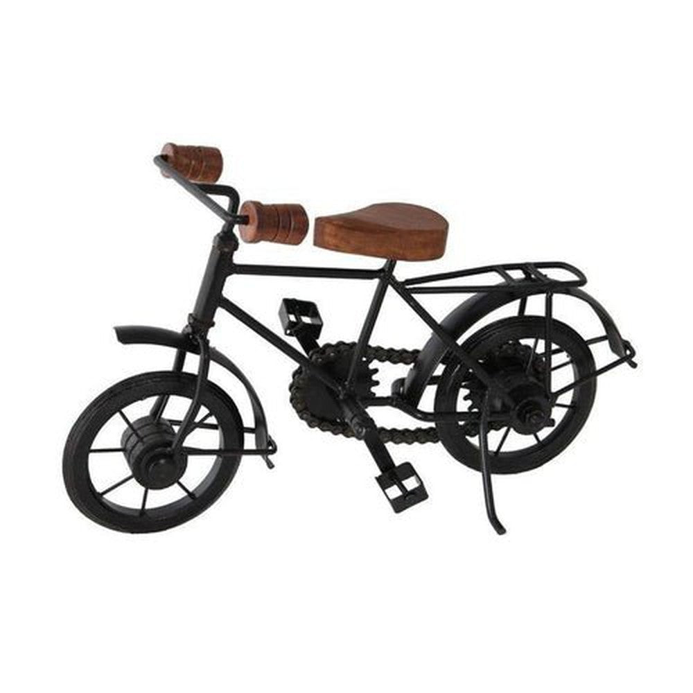 Wooden and Wrought Iron, Small Miniature Cycle-Bicycle (9x7x3 inch, Black) - Decorlay