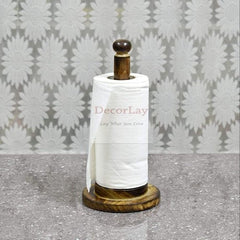 Wooden Antique Tissue Paper Holder, Napkin Roll Holder 6x6x10 Inches - Decorlay