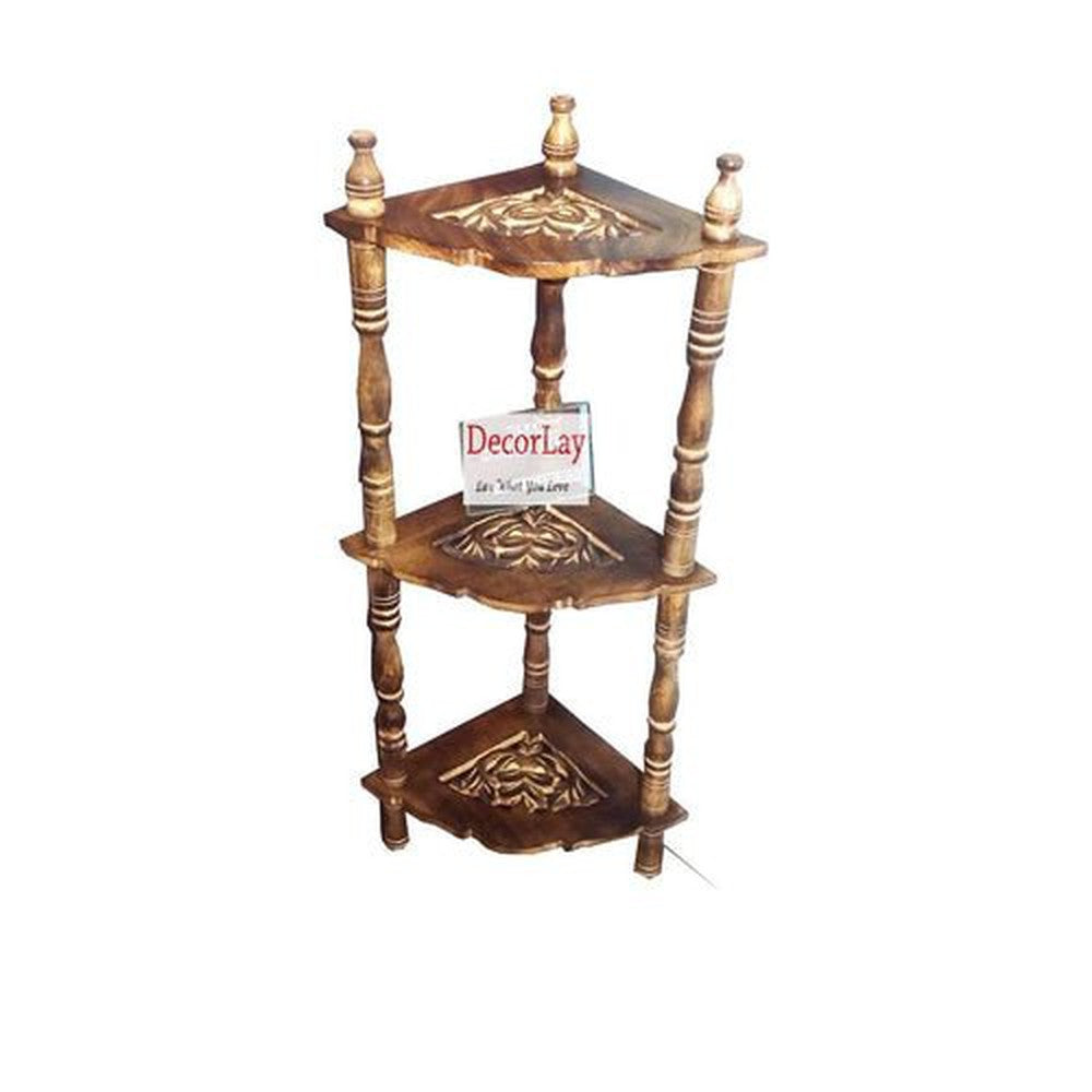 Wooden Corner Mini Free Standing Rack Living Room Side Table Home - Decorlay