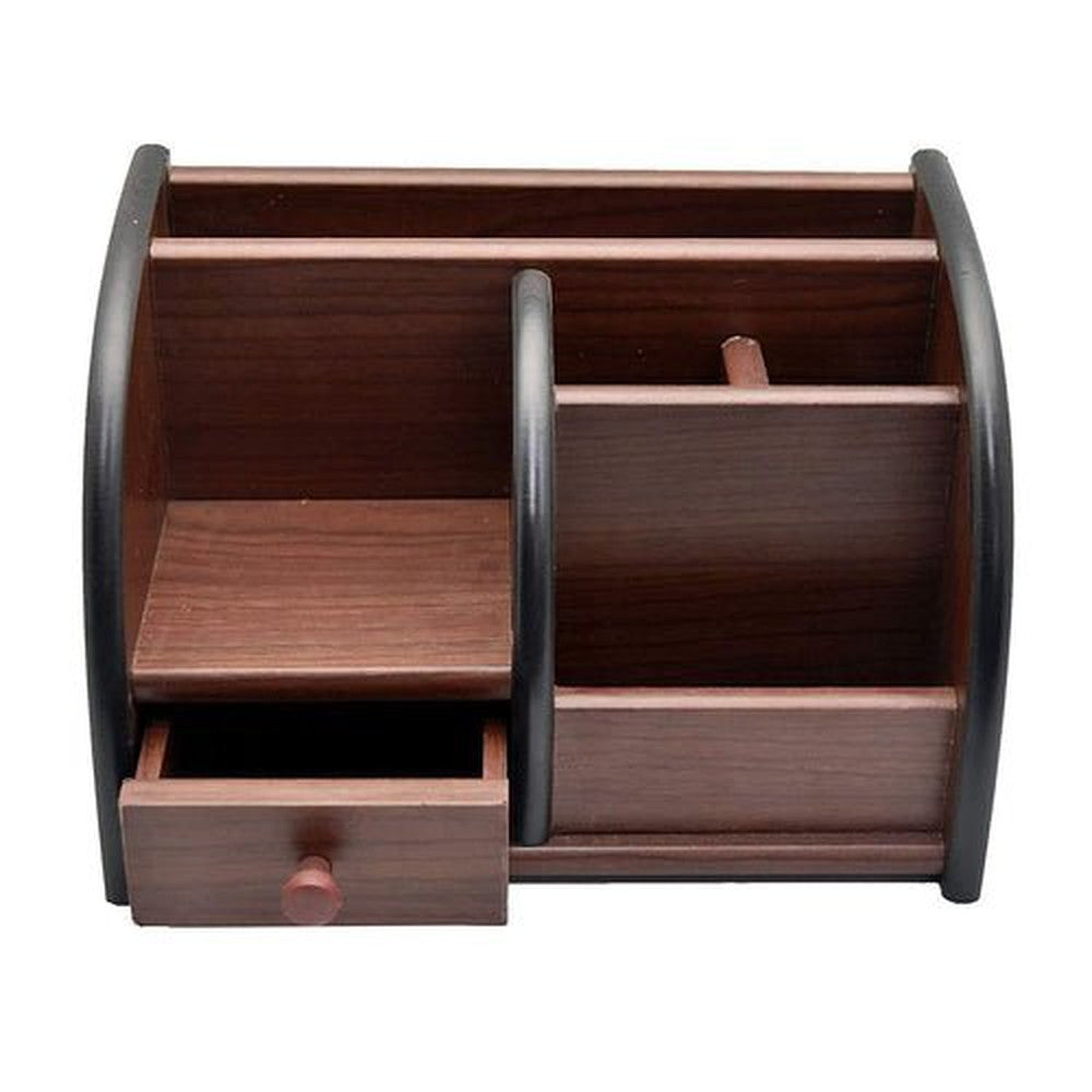 Wooden Desk Organizer Pen/Pencil Stand with Drawer  14.5x21.0x14.5 cm