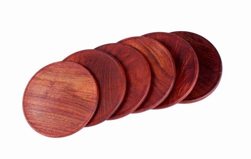 Wooden Drink Coasters Set of 6 with Beautiful Holder 3.5x3.5x3 inches - Decorlay