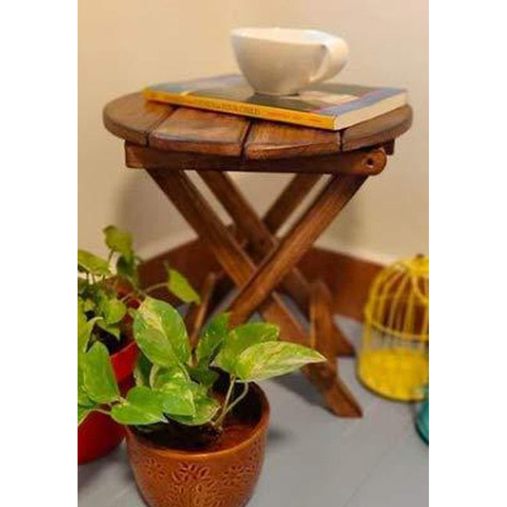 Wooden Folding Round Stool For Office, Kitchen & Home Décor - Decorlay