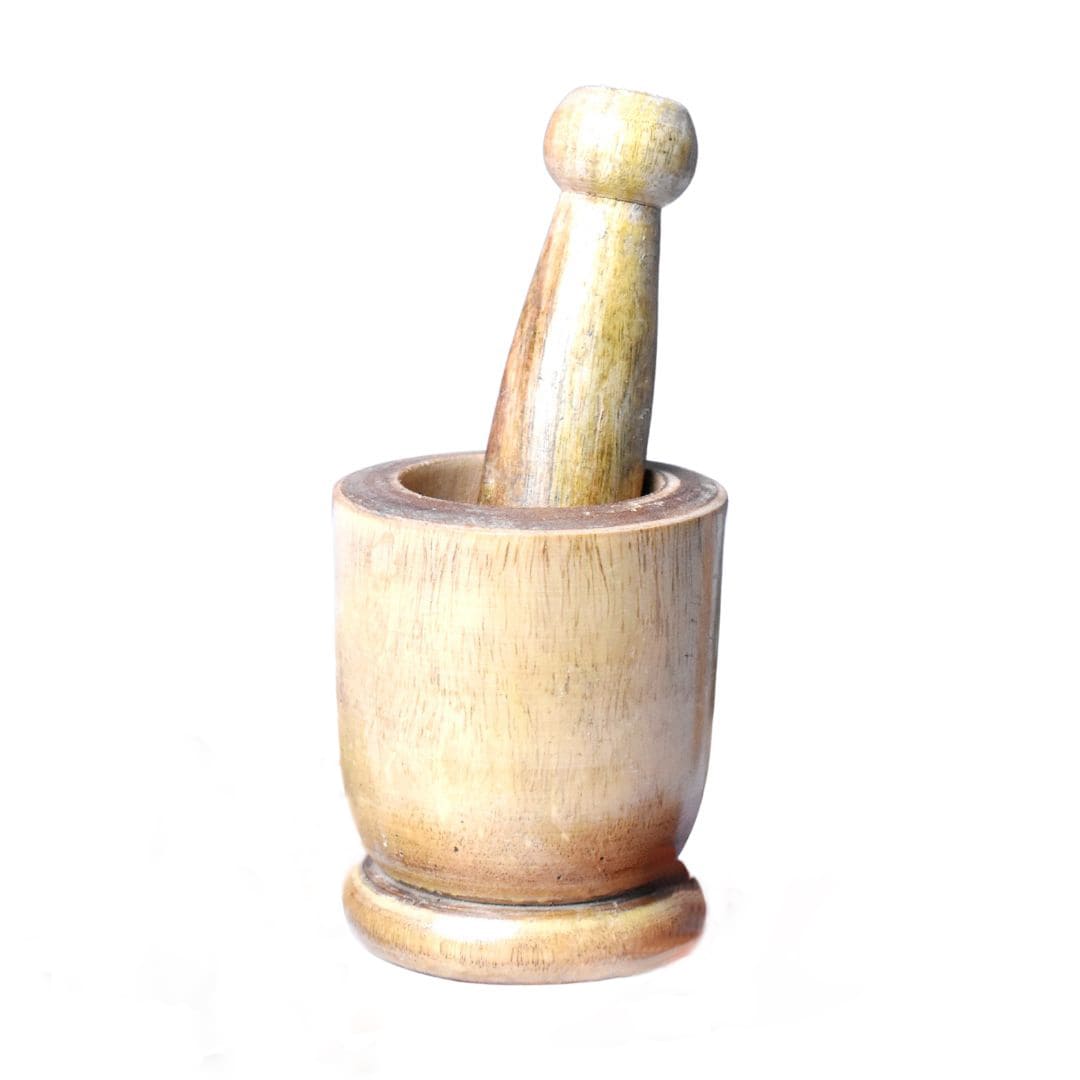 Wooden Grinder With Musal/Mortar and Pestle 12 x 6 x 9 cm - Decorlay