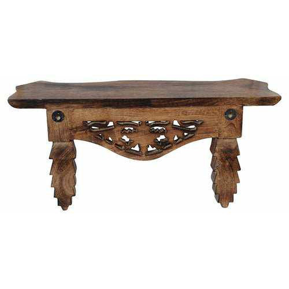 Wooden Hand Carved Wall Decor Shelf for Living Room (Brown) - Decorlay