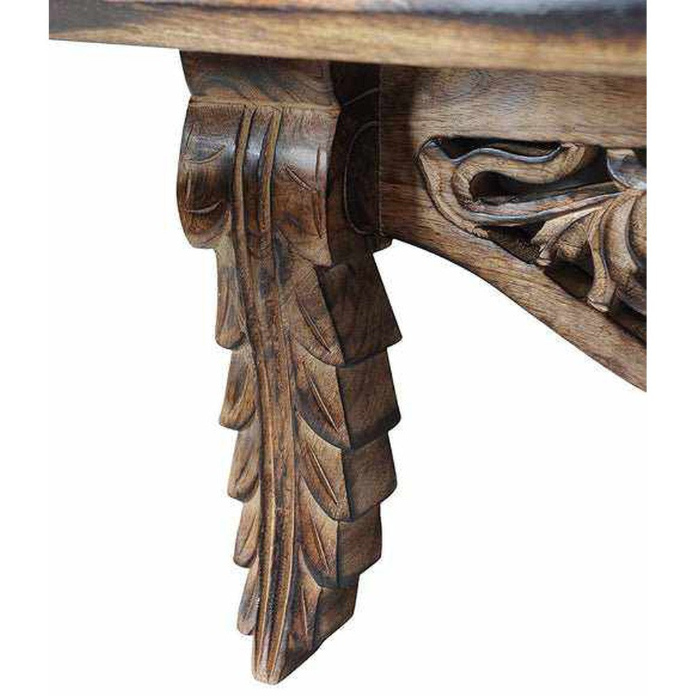 Wooden Hand Carved Wall Decor Shelf for Living Room (Brown) - Decorlay