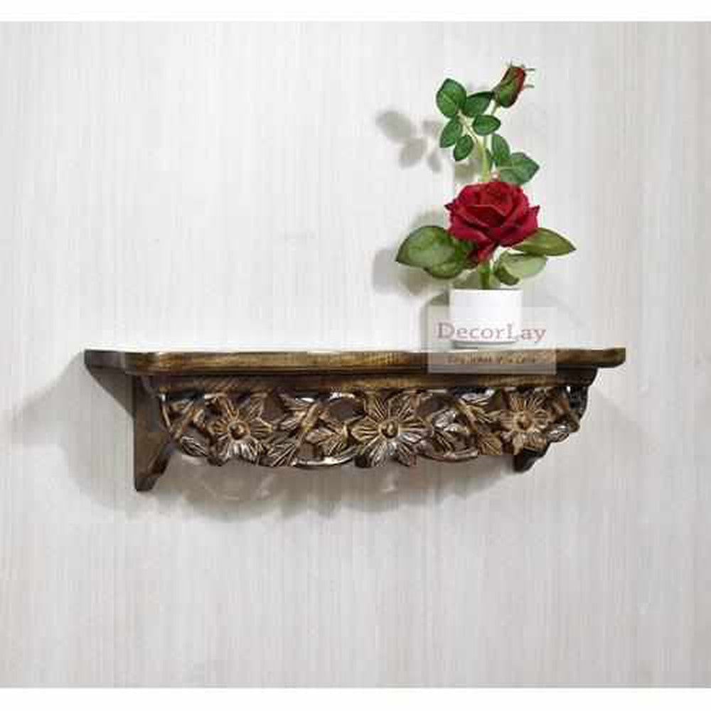 Wooden Handcarved Wall Shelves Rack for Wall Decor and Living Room - Decorlay