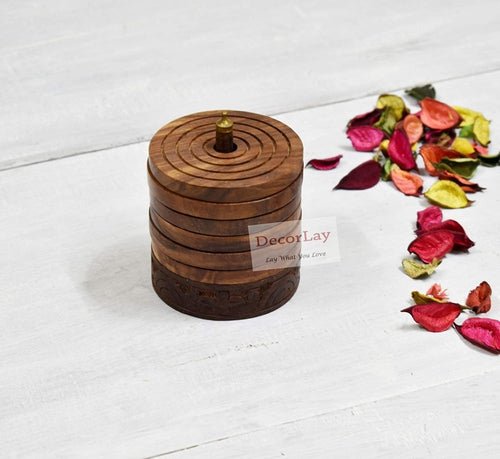 Wooden handmade beautiful coaster 3.5x3.5x4.5 Inches - Decorlay