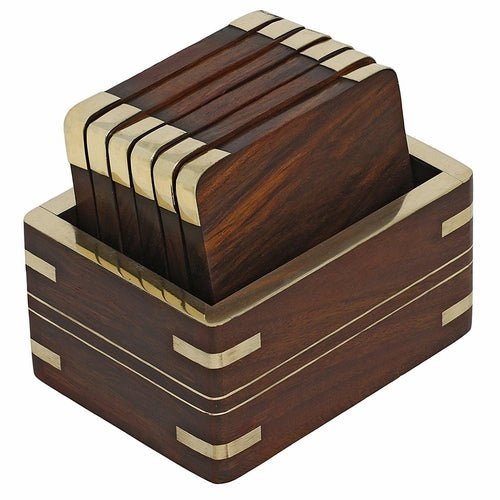 Wooden handmade beautiful coaster 4 X 3 X 2 inches - Decorlay