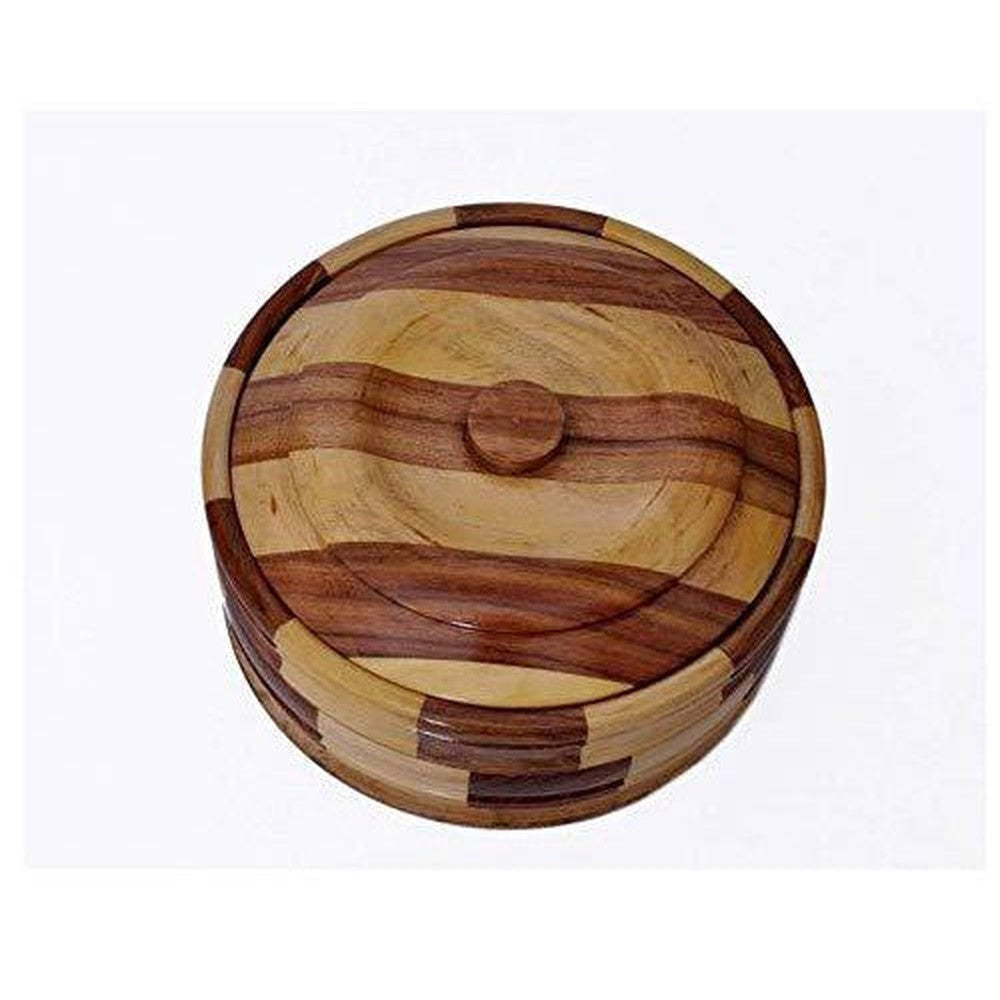 Wooden Handmade Casserole Wooden Hotpot Chapati Box 9 x 9 inches - Decorlay