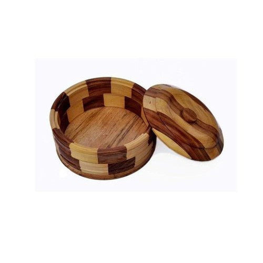 Wooden Handmade Casserole Wooden Hotpot Chapati Box 9 x 9 inches - Decorlay