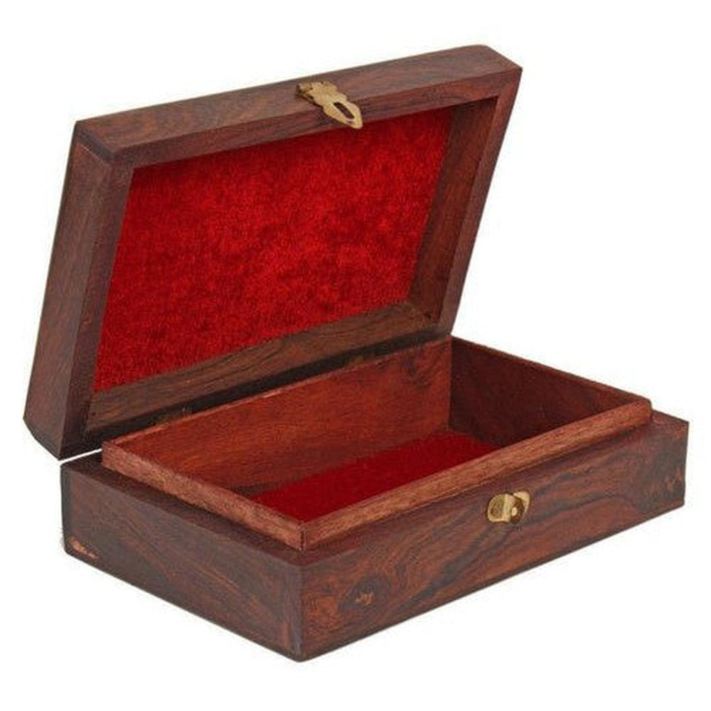 Wooden handmade hand carving jewellery box (15x10x5 cm