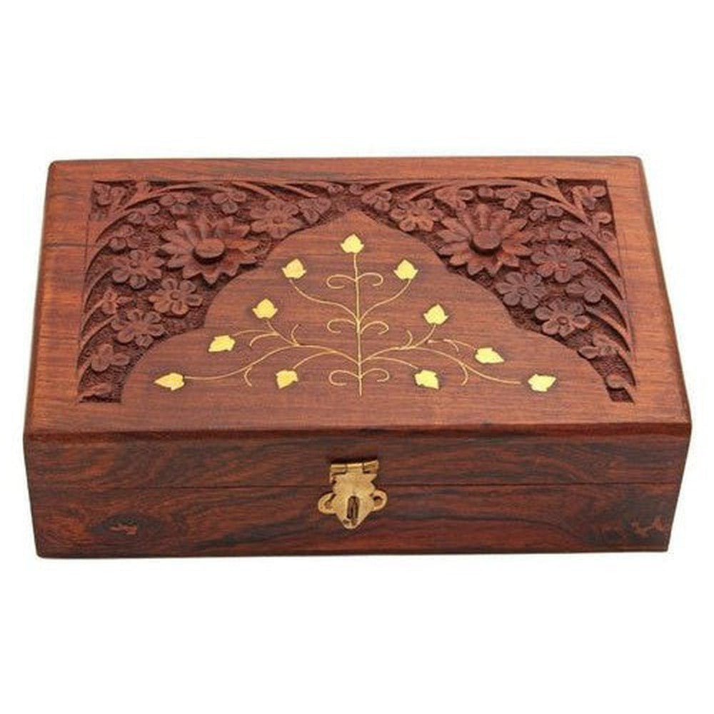 Wooden handmade hand carving jewellery box (15x10x5 cm - Decorlay