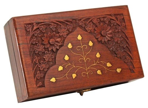 Wooden handmade hand carving jewellery box (15x10x5 cm - Decorlay