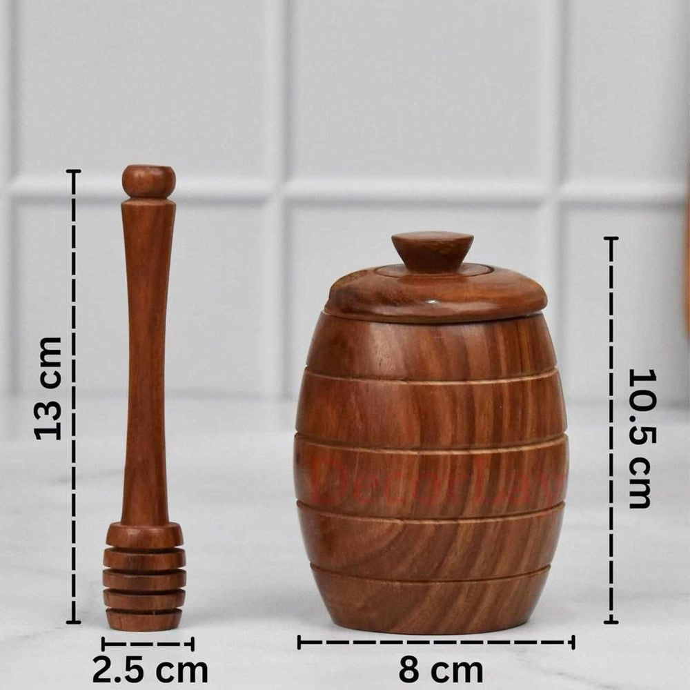 Wooden Handmade Honey Jar with Dipper - Decorlay