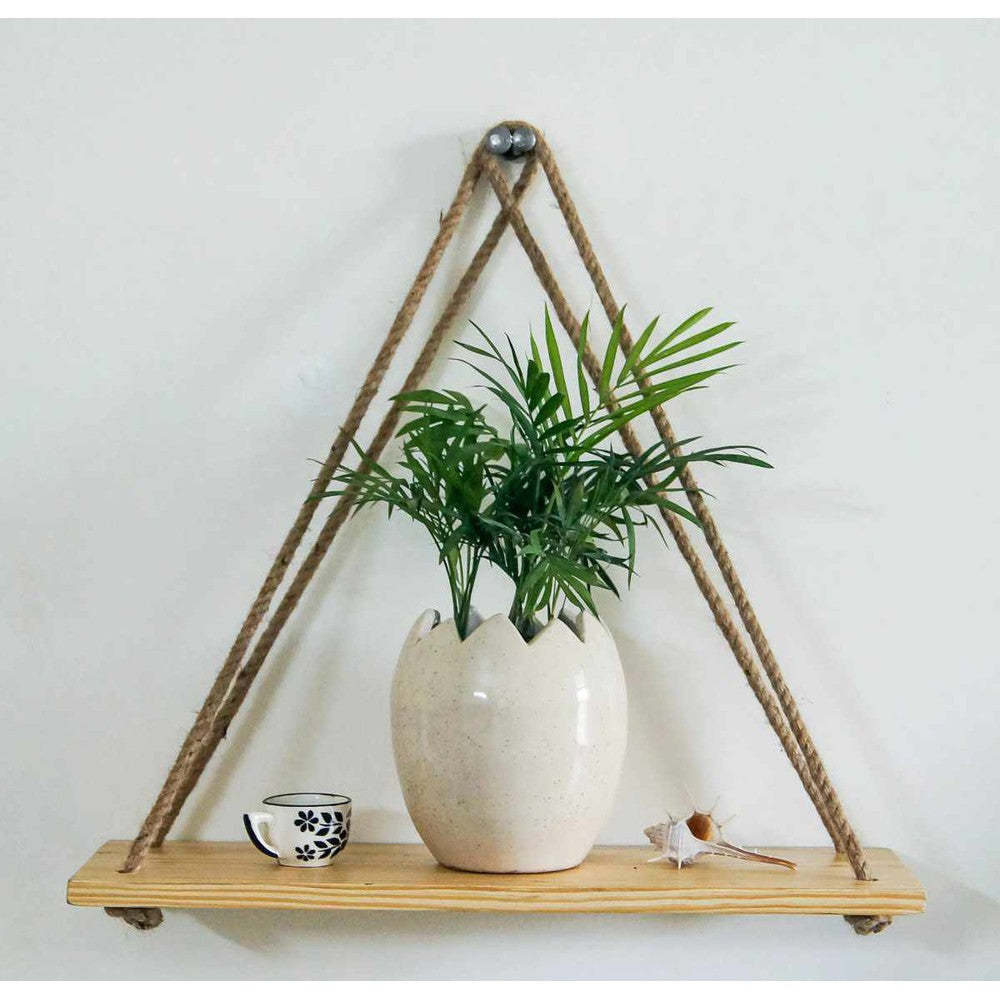 Wooden Hanging Rope Shelf Floating Wall Shelves - Decorlay