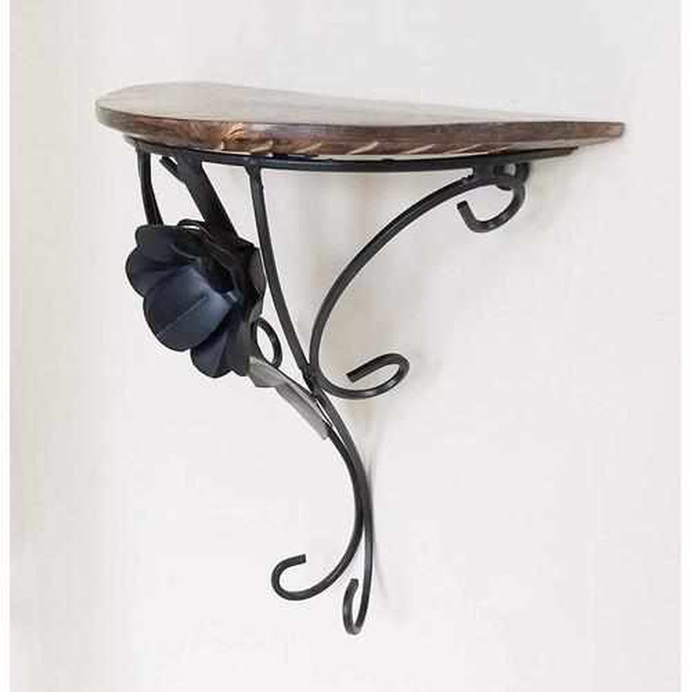 Wooden & Iron Decorative Wall Bracket Shelf 4x8x9 inches - Decorlay