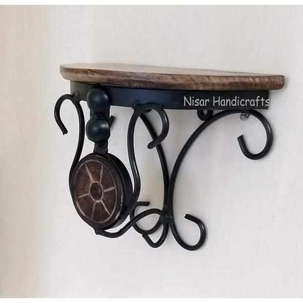 Wooden Iron Decorative Wall Hanging Shelf 6x4x6 Inches - Decorlay