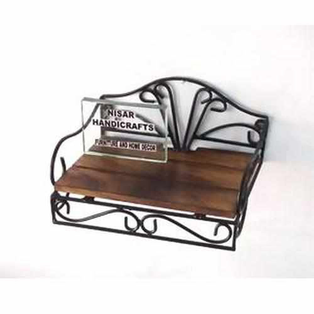 Wooden Iron Set Top Box Holder Wall Shelf - Multi Purpose - Decorlay