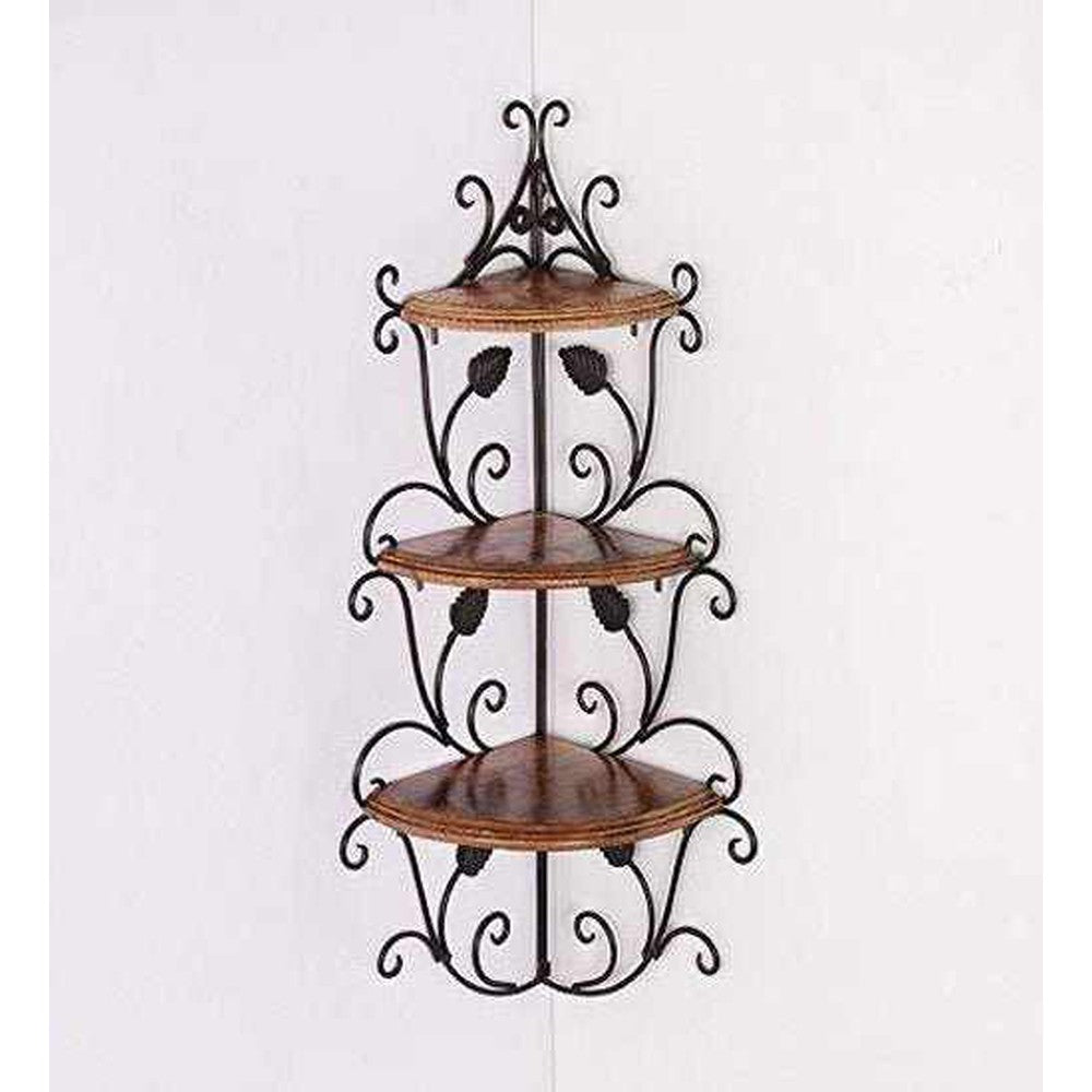 Wooden & Iron Wall Shelves for Bathroom/Bedroom/Living Room - Decorlay