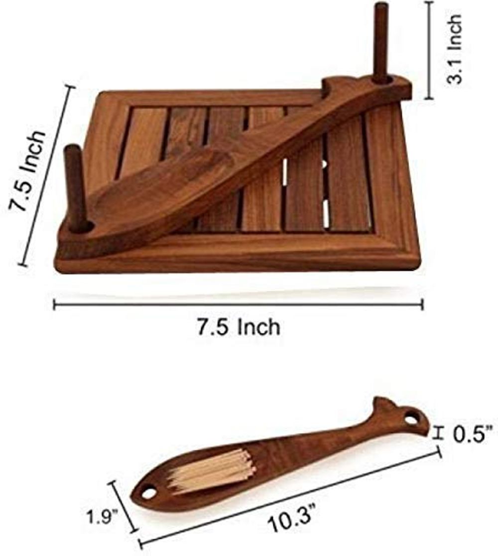 Wooden Napkin Holder With Toothpick Stand 19 x 19 x 2.5) cm - Decorlay