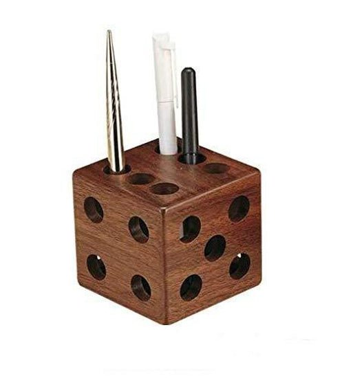 Wooden Paper Weight | Cube dice Pen Holder 3x3 Inches - Decorlay