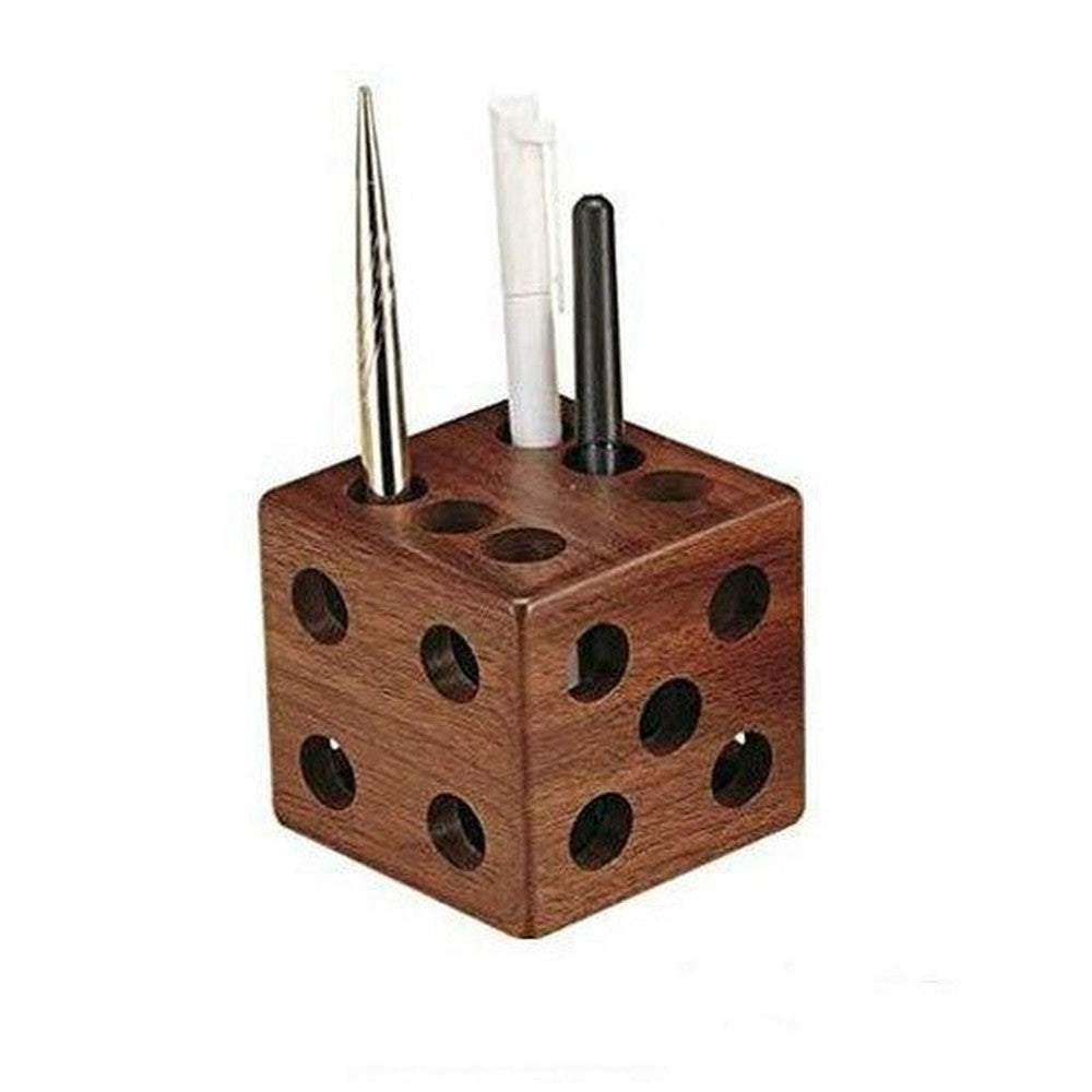 Wooden Paper Weight | Cube dice Pen Holder 3x3 Inches