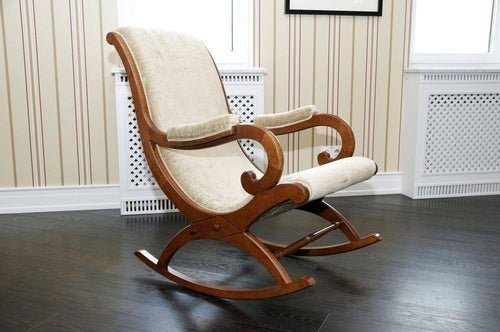 Wooden Rocking Chair With Cushion | Brown 101.6D x 61W x 96.5 cm - Decorlay