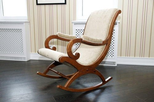 Wooden Rocking Chair With Cushion | Brown 101.6D x 61W x 96.5 cm - Decorlay