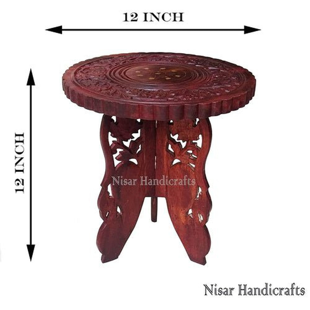 Wooden Rosewood Bedside Living Room Stool Coffee Table 30x30x31 cm - Decorlay