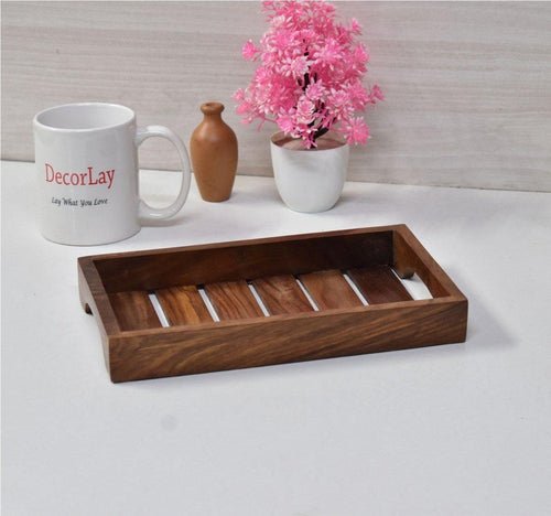 Wooden Rosewood Serving Tray for Tea Coffee Cup Mug 25x15x5 cm - Decorlay