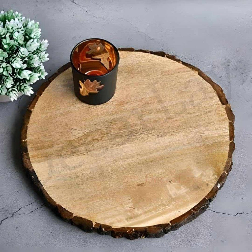 Wooden Rounded Coffee Tea Tray Serving Tray/Platter