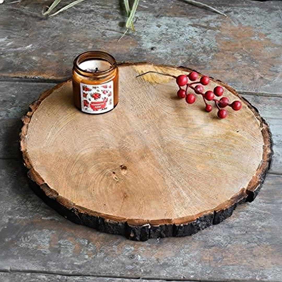 Wooden Rounded Coffee Tea Tray Serving Tray/Platter - Decorlay