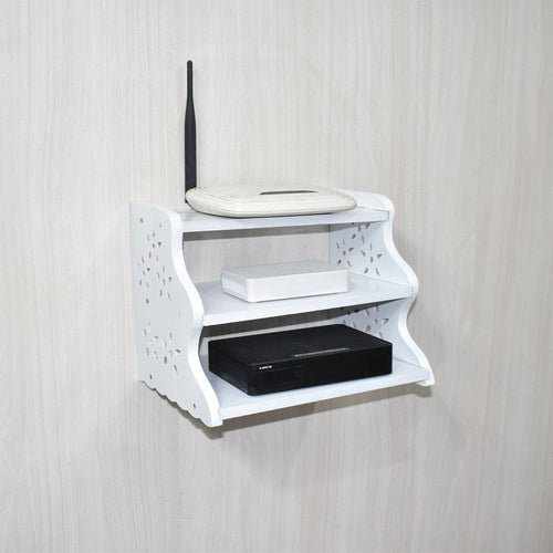 Wooden Set Top Box Holder With 2 Tier Shelves - Decorlay