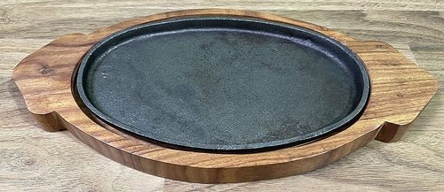 Wooden Sizzler Plate with Stand 13x7x9.5 inches - Decorlay