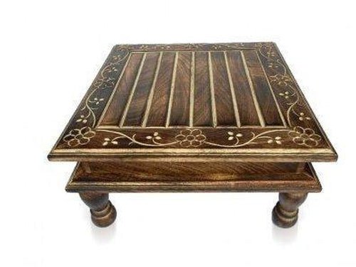 Wooden Stool for Living Room Pooja Chawki Kitchen LXBXH: 12X12X8 - Decorlay