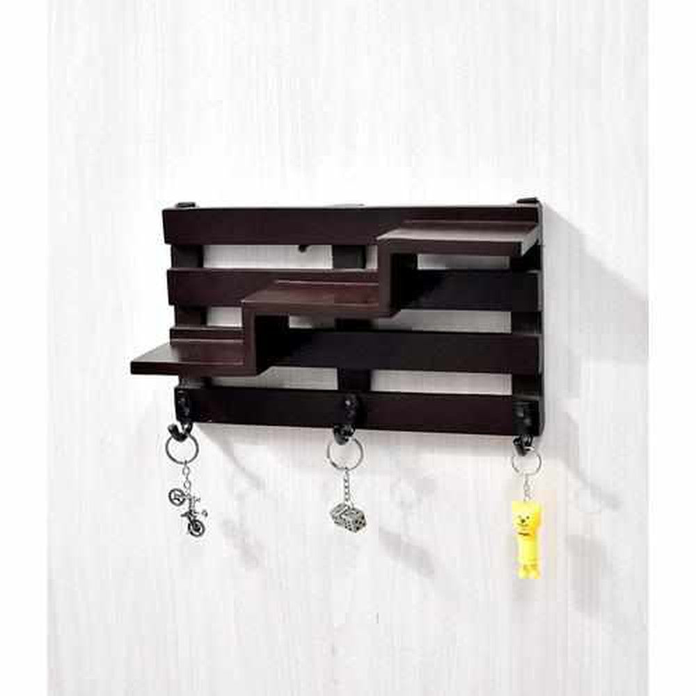 Wooden Wall Mounted Vintage Retro Rack with 3 Hinging Hooks - Decorlay