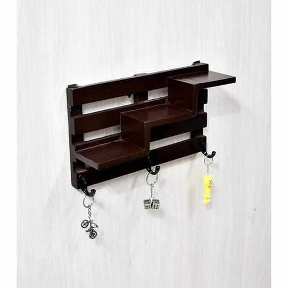 Wooden Wall Mounted Vintage Retro Rack with 3 Hinging Hooks - Decorlay