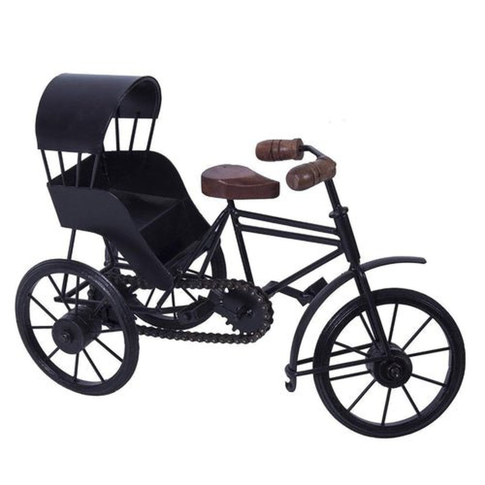 Wrought Iron Cycle Handmade Miniature Rickshaw 14x6x14 Inches