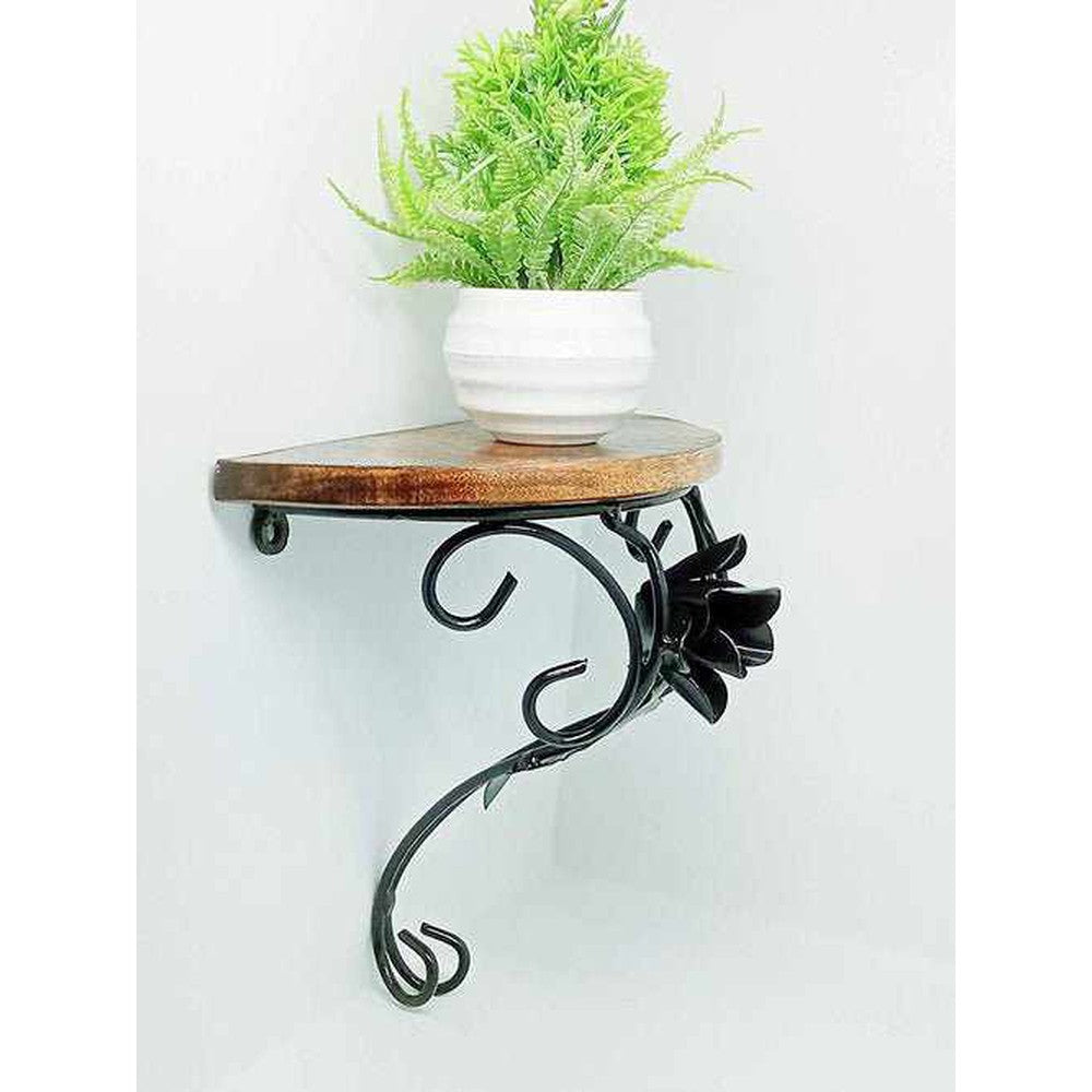 Wrought Iron Wall Bracket Wall Shelf, Glossy Finish - Decorlay