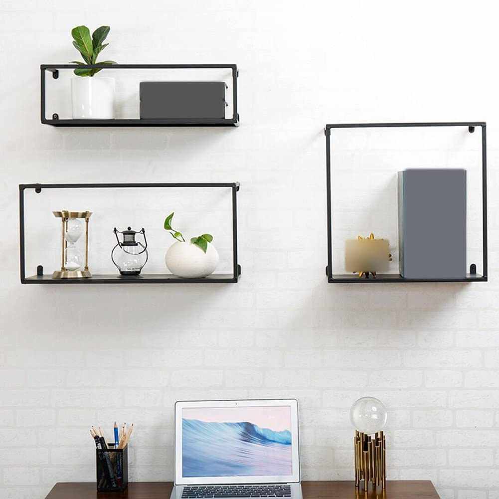 Wrought Iron Wall-Mounted Shelves For Living Room | Set of 3 - Decorlay