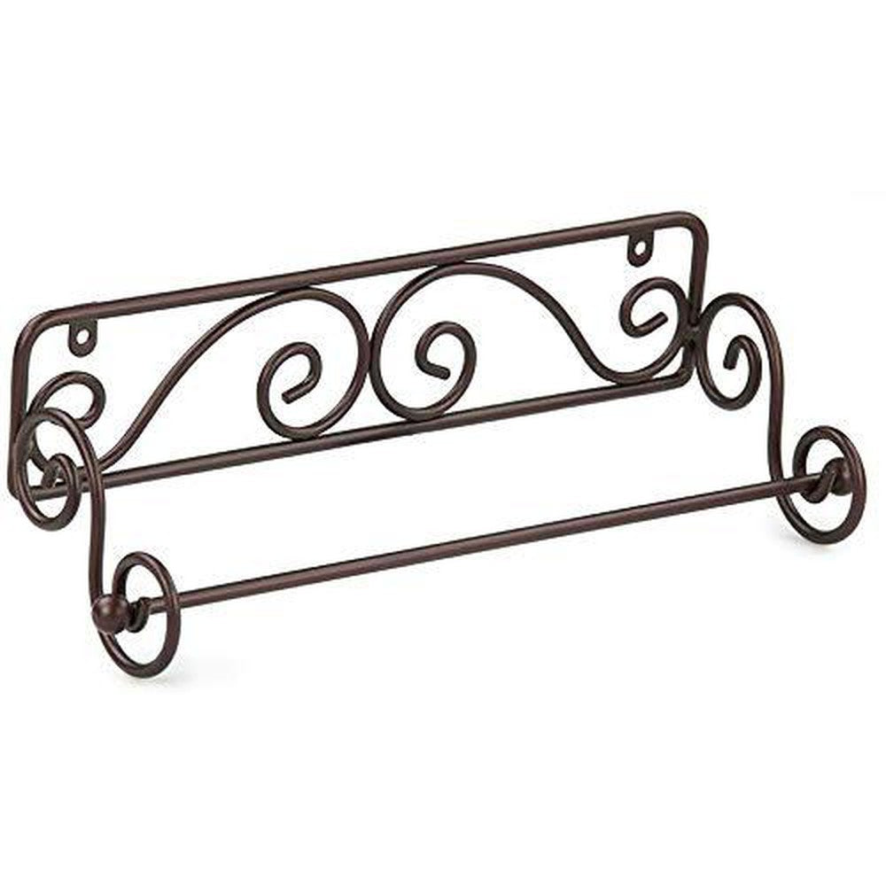 Wrought Iron Wall Mounted Tissue Paper roll Holder 12 x 3 x 5 Inches - Decorlay