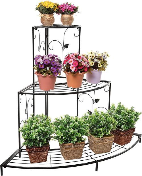 3-Tier Wrought Iron Plant Holder, Plant stand-Decorlay