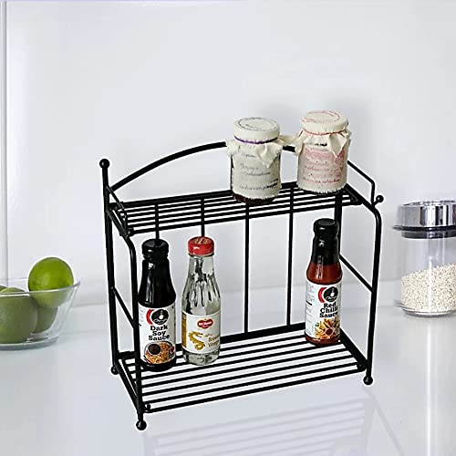 2 Tier Shelf for Bathroom/Kitchen Storage Organizer – Color black